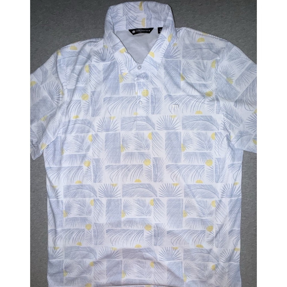 Travis Mathew Men's Golf Polo Shirt Tropical Print Cotton/Polyester Size XXL